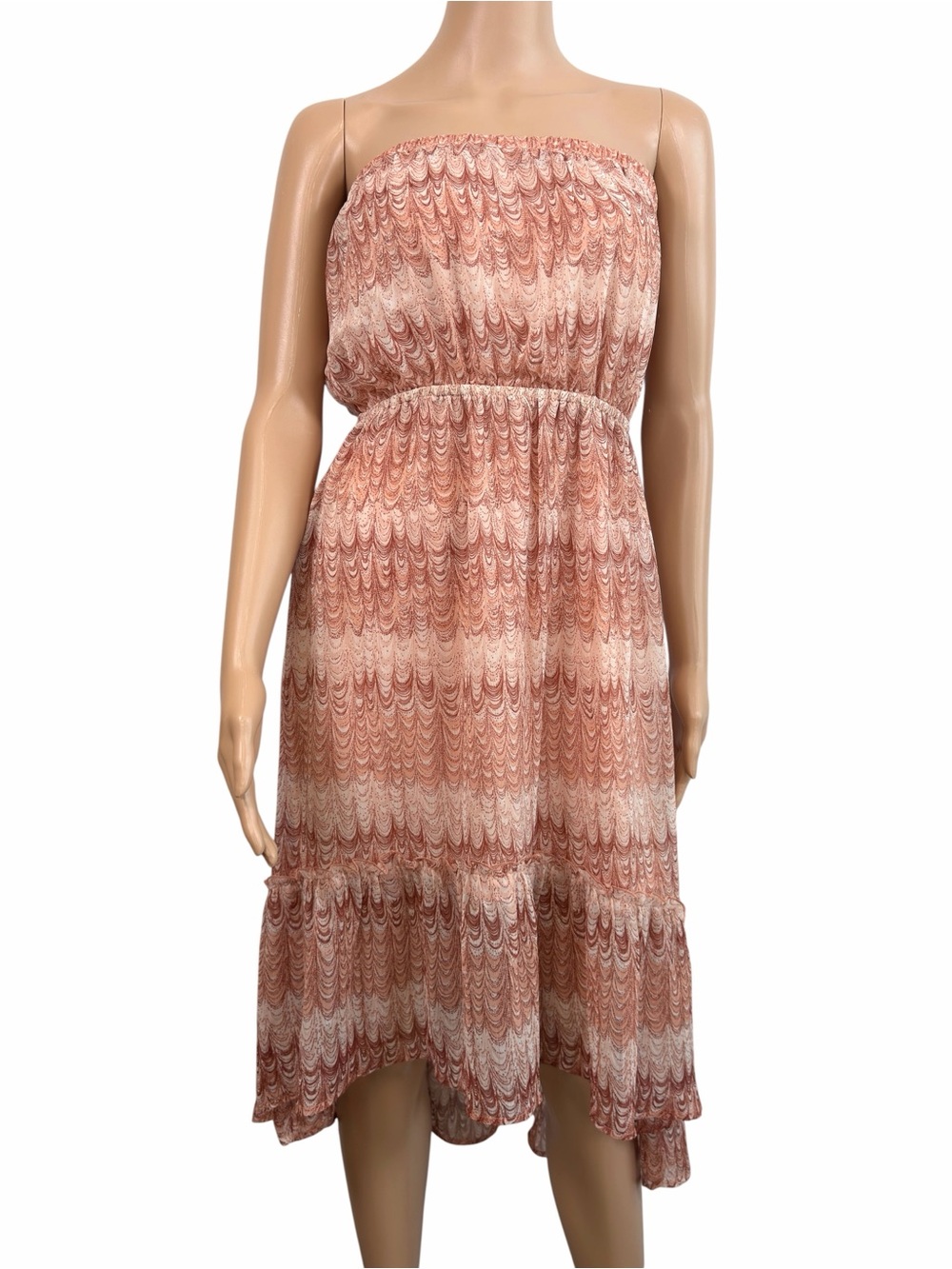 Forever 21 Scalloped Print High Low Strapless Dress Women’s Size S